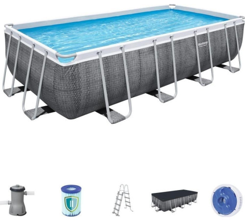 Басейн каркасний прямокутний Bestway Rack Pool, 488 x 244 x 122 см - сірий