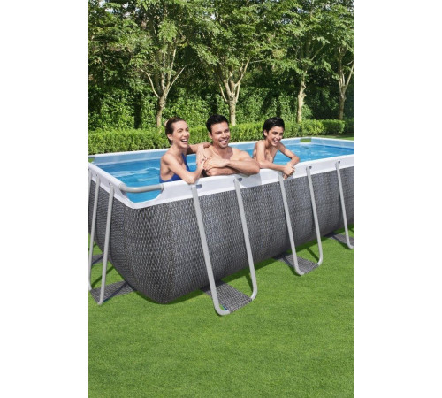 Басейн каркасний прямокутний Bestway Rack Pool, 488 x 244 x 122 см - сірий