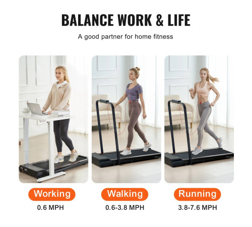 Бігова доріжка електрична VEVOR Q2F-3, чорна