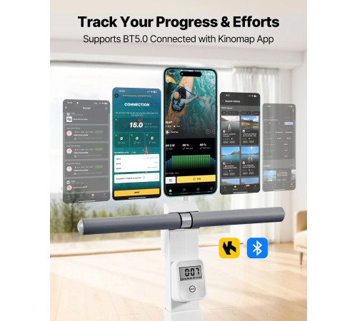 Веслувальний тренажер магнітний VEVOR сіро-білий