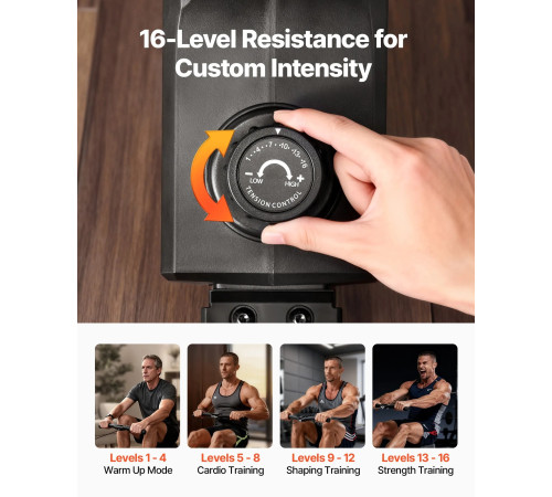 Веслувальний тренажер електричний VEVOR, чорний