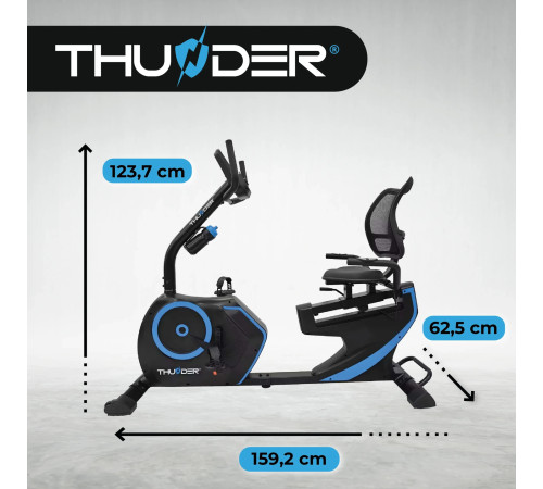Велотренажер горизонтальний електромагнітний OPAL THUNDER чорно-синій Велотренажер горизонтальний електромагнітний OPAL THUNDER чорно-синій