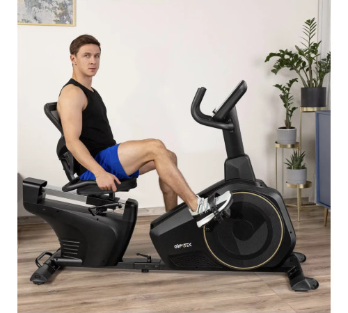 Велотренажер горизонтальний електромагнітний Gymtek XBR6000 чорно-золотистий