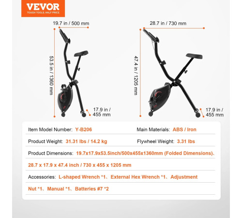 Велотренажер магнітний VEVOR Y-B206, чорний