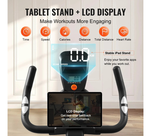 Велотренажер магнітний VEVOR С708, чорно-червоний