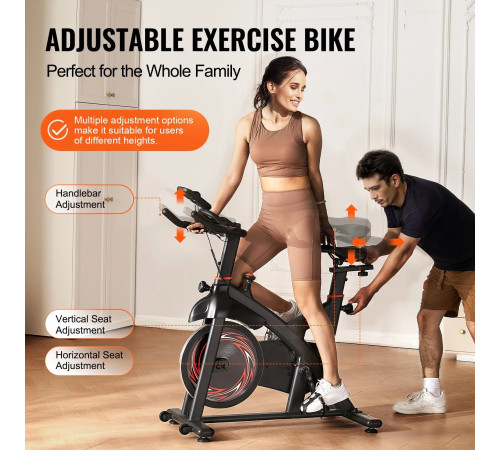 Велотренажер магнітний VEVOR С708, чорно-червоний