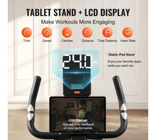 Велотренажер магнітний VEVOR S706, чорно-червоний