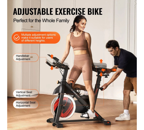 Велотренажер магнітний VEVOR S706, чорно-червоний