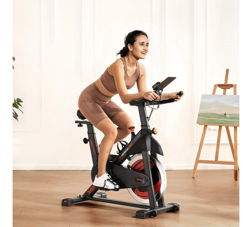 Велотренажер магнітний VEVOR S706, чорно-червоний