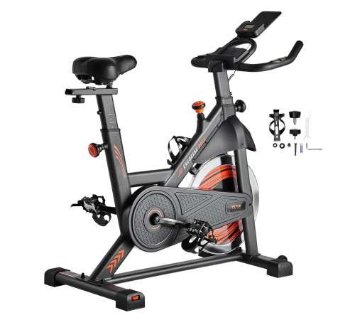 Велотренажер магнітний VEVOR S706, чорно-червоний