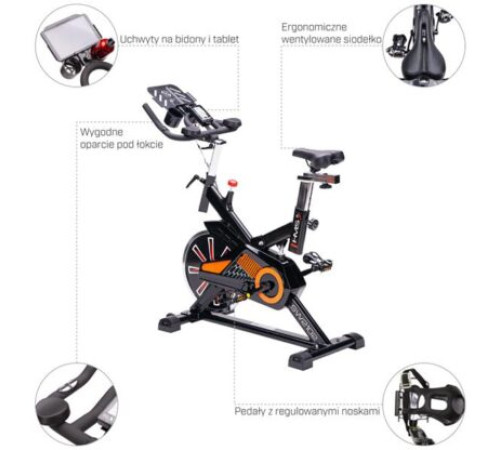 Велотренажер спінінговий механічний SW2102 – чорно-помаранчевий  