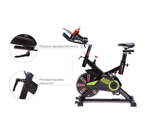 Велотренажер спінінговий механічний SW2102 – чорно-зелений 