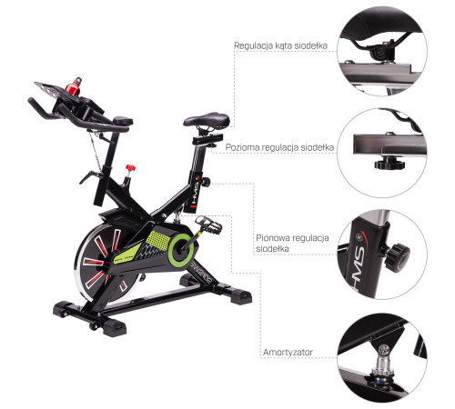 Велотренажер спінінговий механічний SW2102 – чорно-зелений 