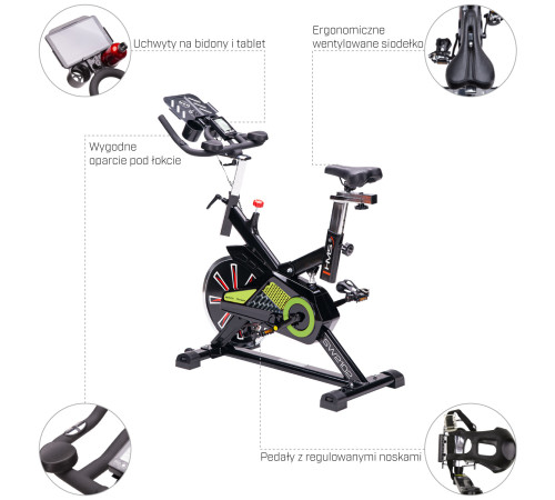 Велотренажер спінінговий механічний SW2102 – чорно-зелений 