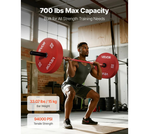 Гриф для штанги VEVOR 180 см, червоний