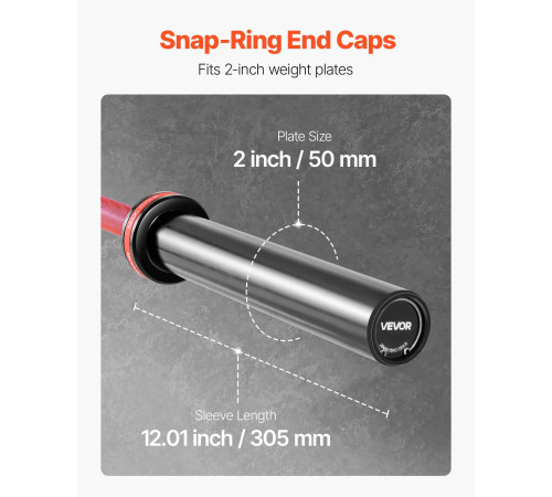 Гриф для штанги VEVOR 180 см, червоний