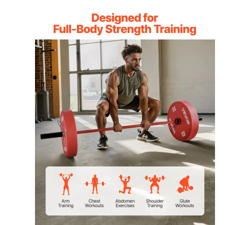 Гриф для штанги VEVOR 180 см, червоний