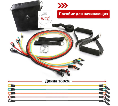 Набір еспандерів для фітнесу WCG T15. 5 джгутів + ЧОХОЛ Набір еспандерів для фітнесу WCG T15. 5 джгутів + ЧОХОЛ
