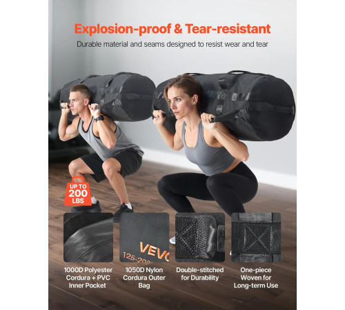 Тренувальна сумка VEVOR 56-90 кг, чорна