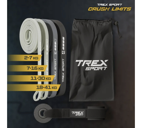 Набір резинок для фітнесу Trex Sport TX-004PB 4в1 2-41кг Набір резинок для фітнесу Trex Sport TX-004PB 4в1 2-41кг