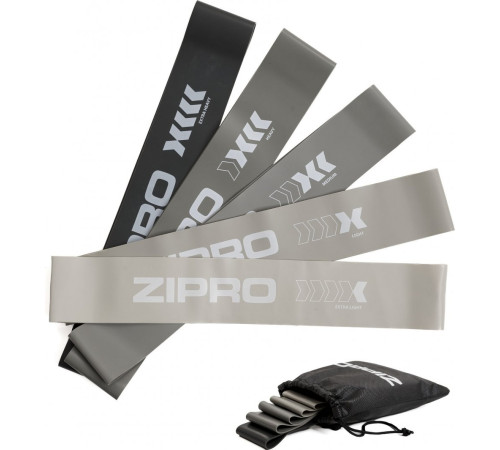 Набір стрічок-еспандерів для вправ Zipro Mini Band 5 шт. сіро-чорний Набір стрічок-еспандерів для вправ Zipro Mini Band 5 шт. сіро-чорний