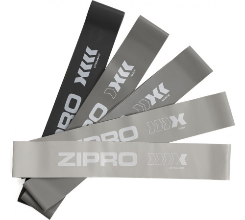 Набір стрічок-еспандерів для вправ Zipro Mini Band 5 шт. сіро-чорний Набір стрічок-еспандерів для вправ Zipro Mini Band 5 шт. сіро-чорний