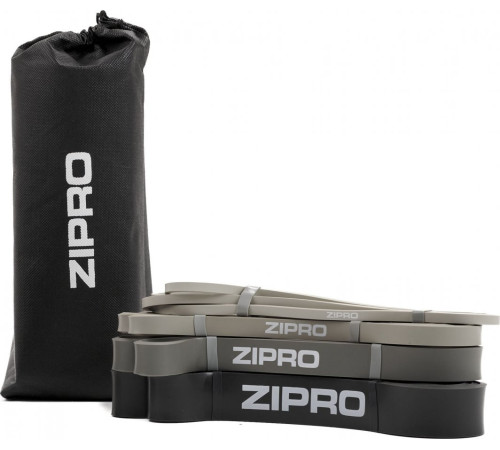 Набір стрічок-еспандерів для вправ Zipro PowerBand 4 шт. чорно-сірий Набір стрічок-еспандерів для вправ Zipro PowerBand 4 шт. чорно-сірий