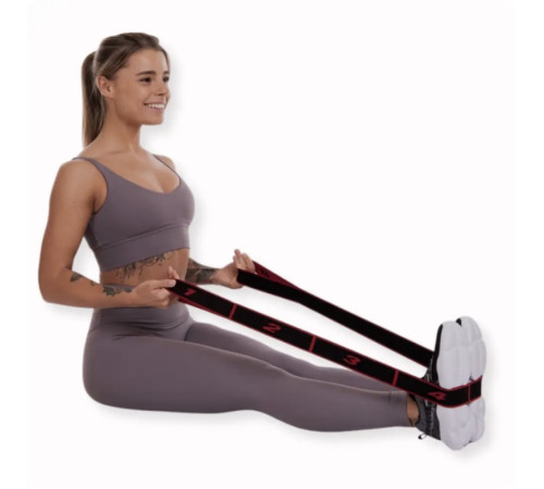 Резинка для фітнесу з петлями Queenfit 86,5 х 4см чорно-червона Резинка для фітнесу з петлями Queenfit 86,5 х 4см чорно-червона