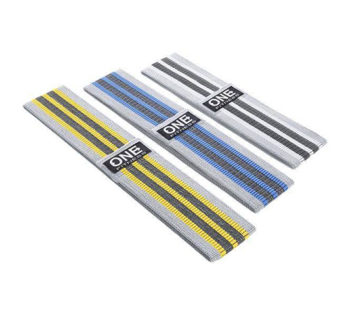 Набір стрічок для тренування HB001 SET 3 в 1 ONE FITNESS – жовта, блакитна, сіра 
