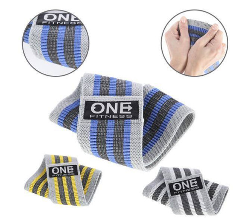 Набір стрічок для тренування HB001 SET 3 в 1 ONE FITNESS – жовта, блакитна, сіра 