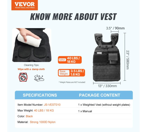 Обтяжувальний жилет VEVOR 18,14 кг