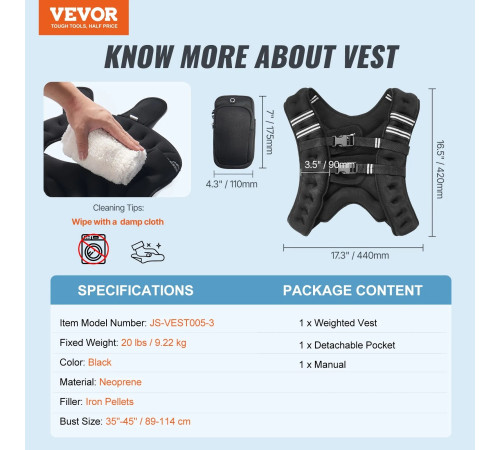 Обтяжувальний жилет VEVOR 9,22 кг