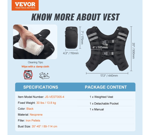 Обтяжувальний жилет VEVOR 13,8 кг