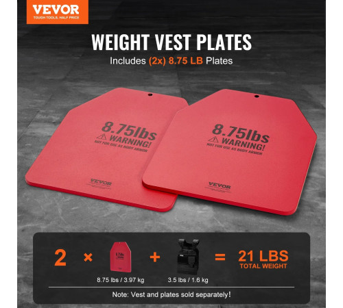 Плити для вагового жилета VEVOR 7,94 кг, червоні