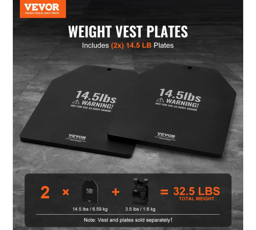 Плити для вагового жилета VEVOR 13,16 кг, чорні