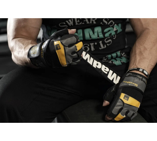 Рукавички для фітнесу MadMax MFG-880 Signature розмір M, чорно-жовті