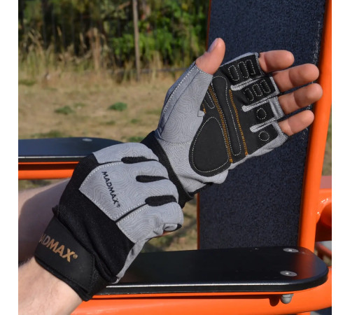 Рукавички для фітнесу MadMax MFG-871 Damasteel розмір XXL, сіро-чорні