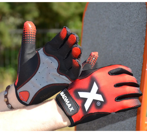 Рукавички для фітнесу MadMax MXG-101 X розмір M, червоно-чорні