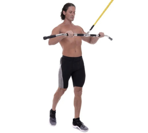 Ручка для верхньої тяги York Fitness 122см вигнута з гумовими рукоятками, хром Ручка для верхньої тяги York Fitness 122см вигнута з гумовими рукоятками, хром