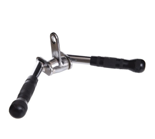 Ручка для верхньої тяги York Fitness V-подібна на трицепс з обертовим підвісом та гумовими рукоятками, хром