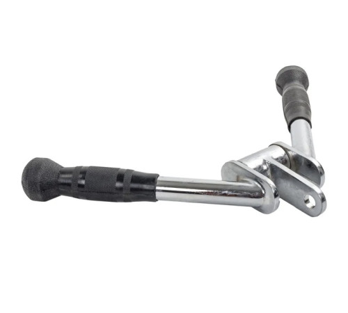 Ручка для верхньої тяги York Fitness V-подібна на трицепс з обертовим підвісом та гумовими рукоятками, хром