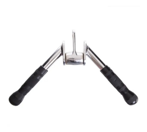 Ручка для верхньої тяги York Fitness V-подібна на трицепс з обертовим підвісом та гумовими рукоятками, хром