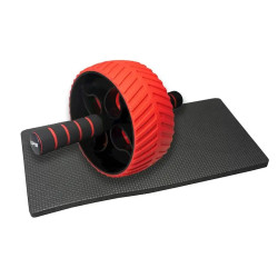 Колесо для тренування м'язів пресу Power System PS-4107 Full Grip з килимком, червоне
