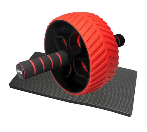 Колесо для тренування м'язів пресу Power System PS-4107 Full Grip з килимком, червоне