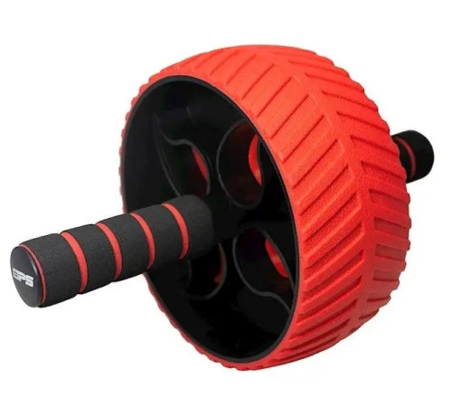 Колесо для тренування м'язів пресу Power System PS-4107 Full Grip з килимком, червоне