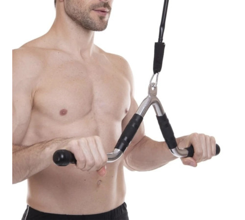 Ручка для тяги York Fitness V-подібна багатофункціональна з гумовими рукоятками, хром