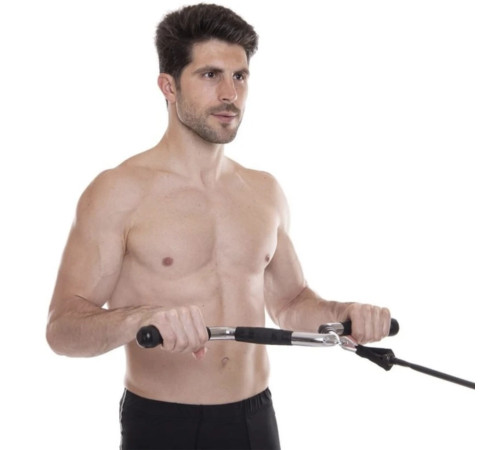 Ручка для тяги York Fitness V-подібна багатофункціональна з гумовими рукоятками, хром