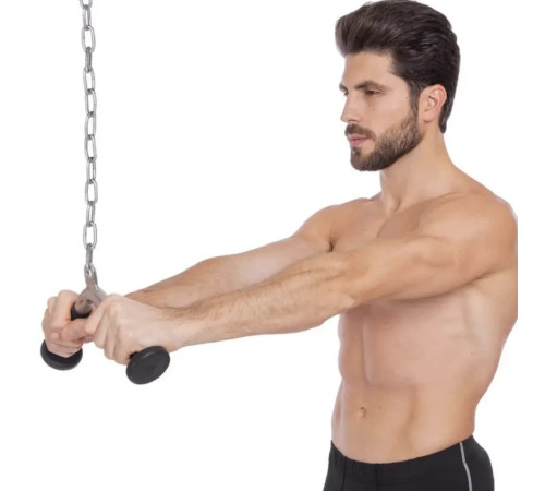 Ручка для тяги York Fitness V-подібна на трицепс з гумовими рукоятками, хром