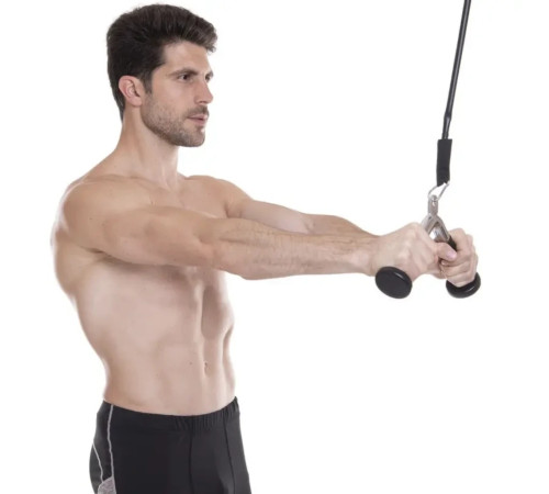 Ручка для тяги York Fitness V-подібна на трицепс з гумовими рукоятками, хром