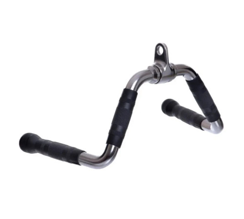 Ручка для тяги York Fitness багатофункціональна з гумовими рукоятками, хром